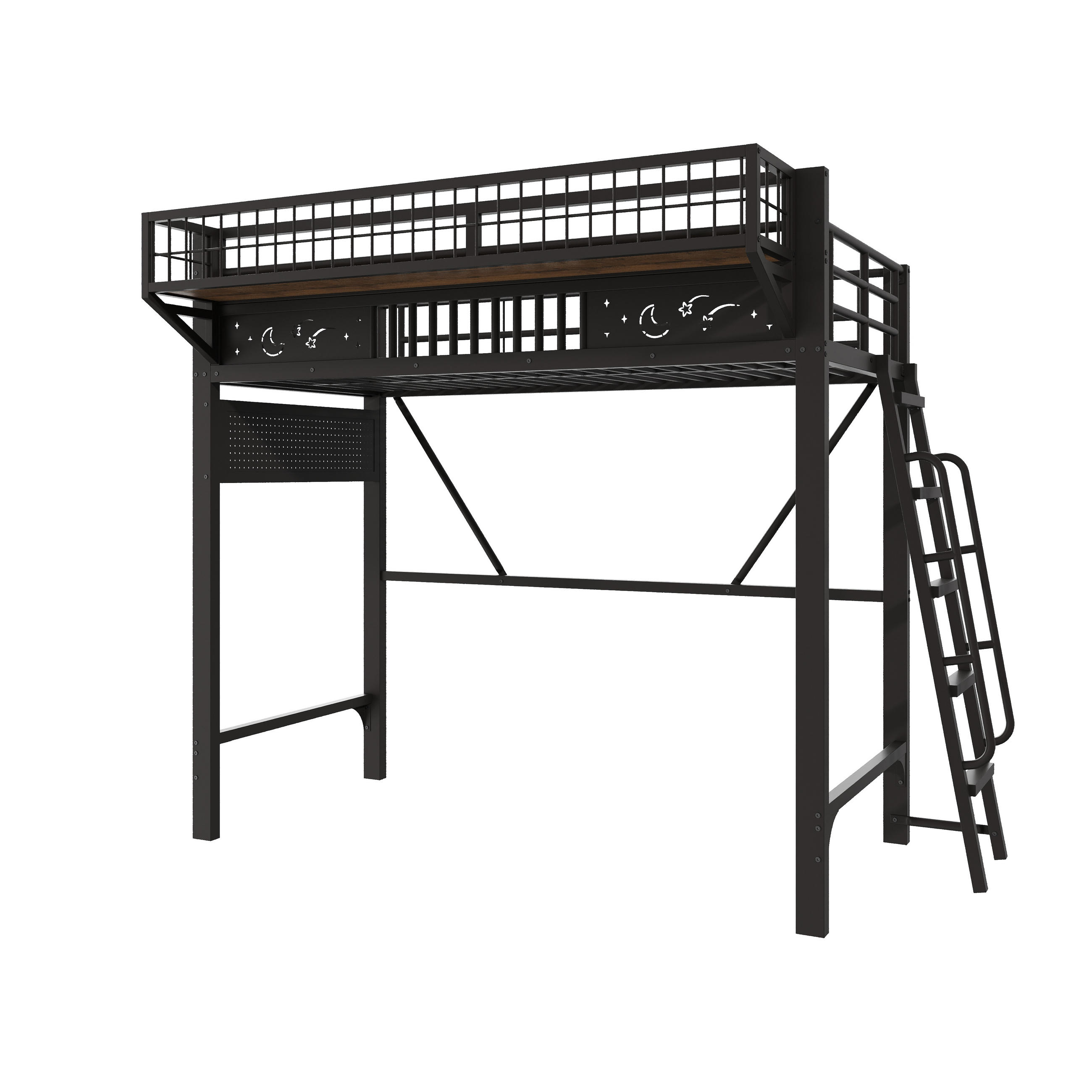 ComfortXL Hochbett Schwarz 90x200 cm