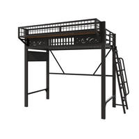 HOCHBETT 90/200 cm mit Staufächern und offener Ebene, DE-42030, in Schwarz - Schwarz, Metall (90/200cm) - ComfortXL
