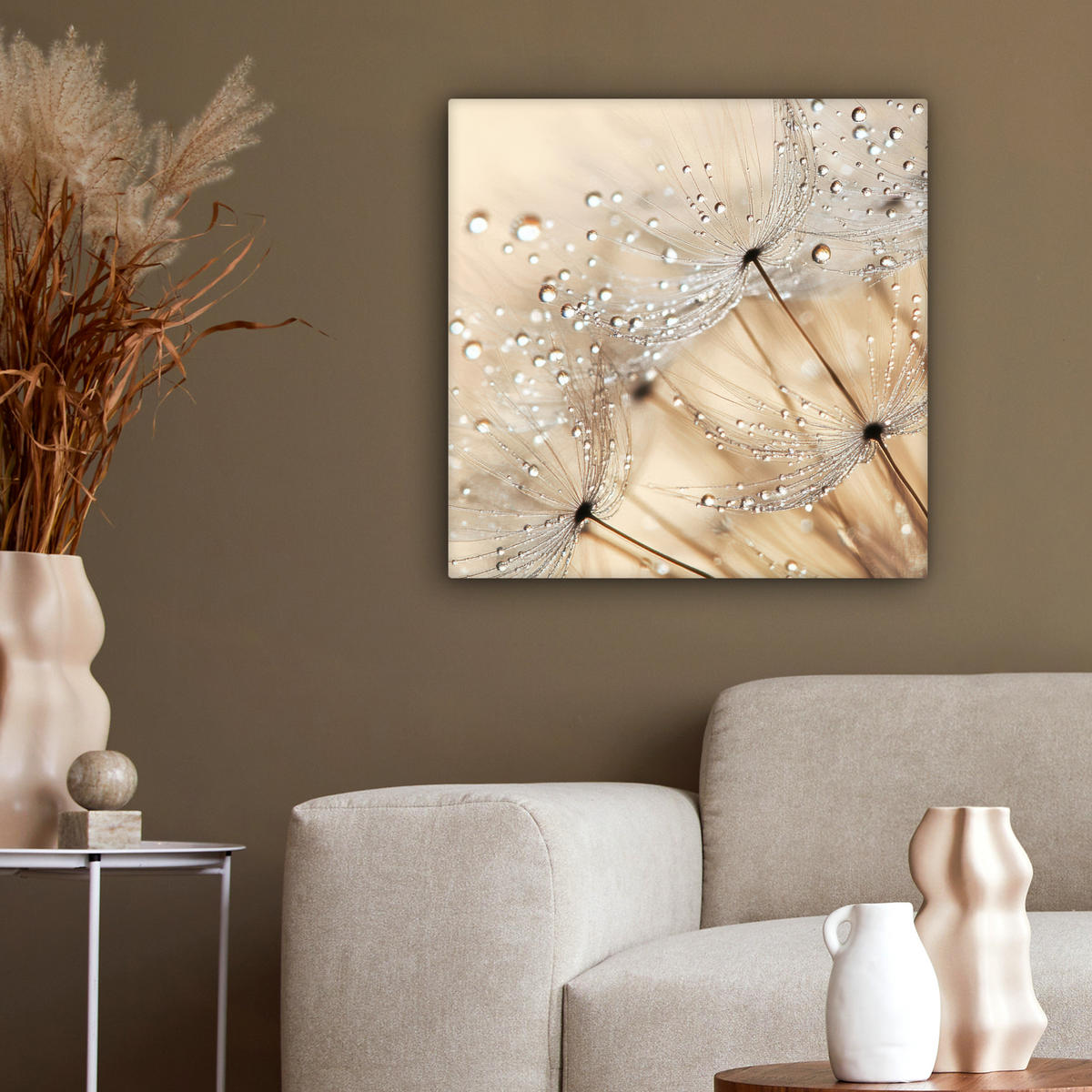 LEINWANDBILD Löwenzahn - Abstrakt - Natur - Beige 50x50 cm - Braun, Textil (50/50cm) - MuchoWow