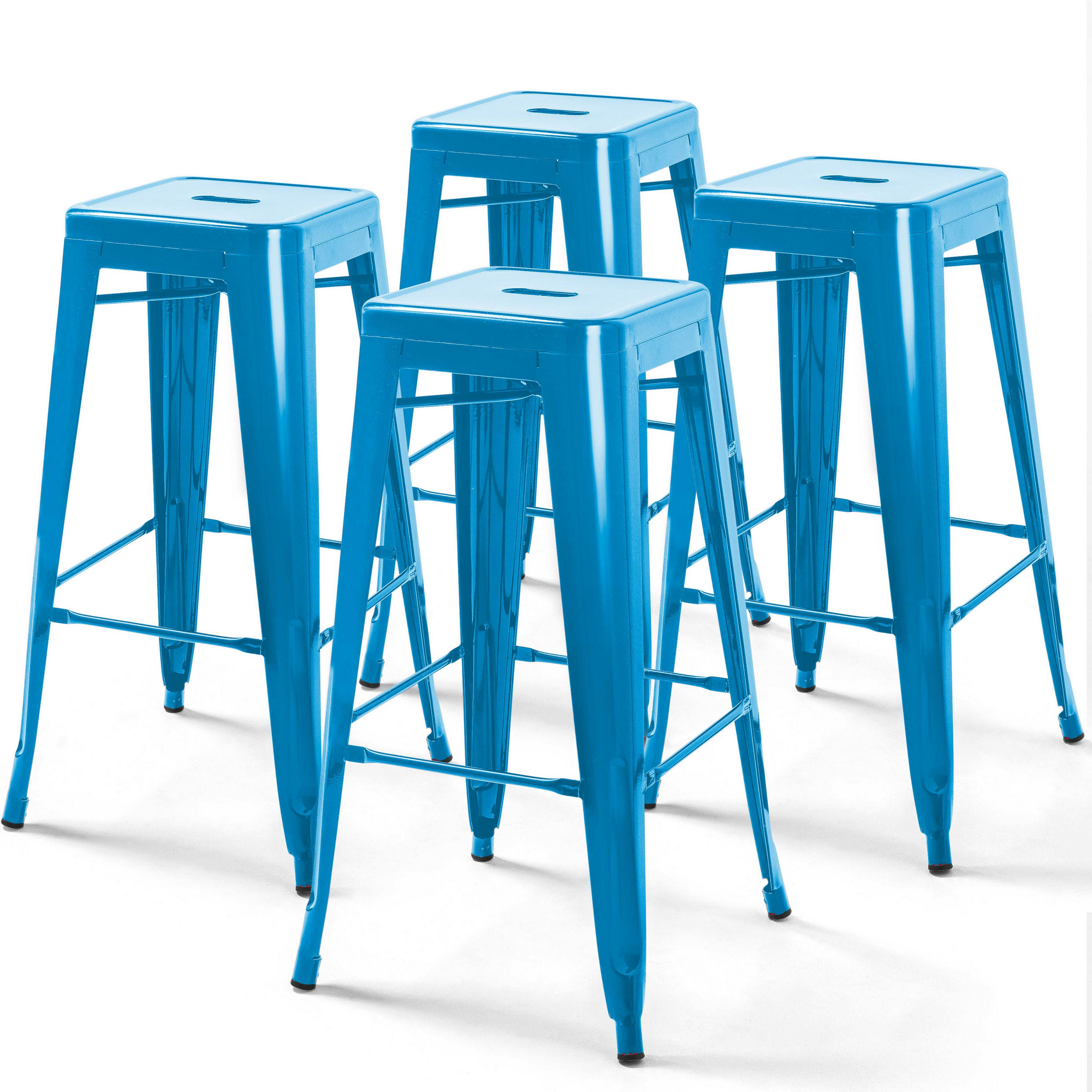 HOCHSTUHL 4-tlg., Blau - Blau, Metall (43/76/43cm) - Oviala