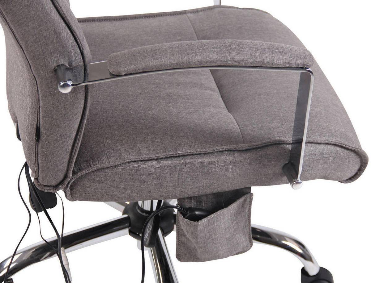 BÜROSTUHL Portofino, Stoff mit Massagefunktion Grau - Grau, Textil/Metall (63/124/72cm) - TPFLiving