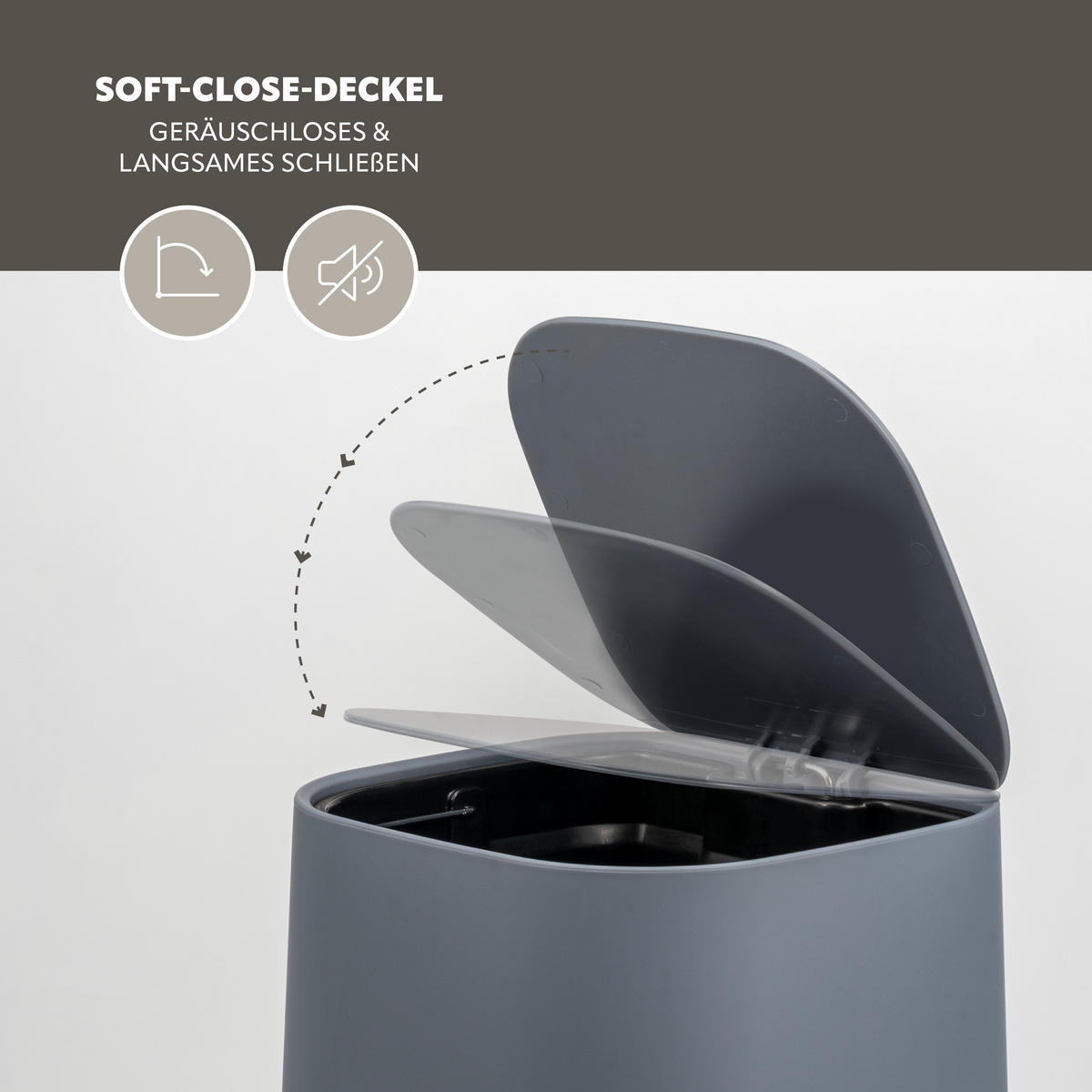 KOSMETIKEIMER VALONA, Kunststoff, grau - Grau, Kunststoff (24/26/21cm) - eluno