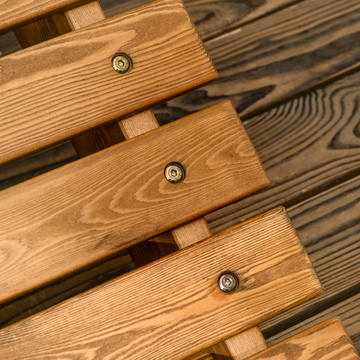 GARTENLIEGE - Teakfarben, Holzwerkstoff (170/77/66cm) - Outsunny