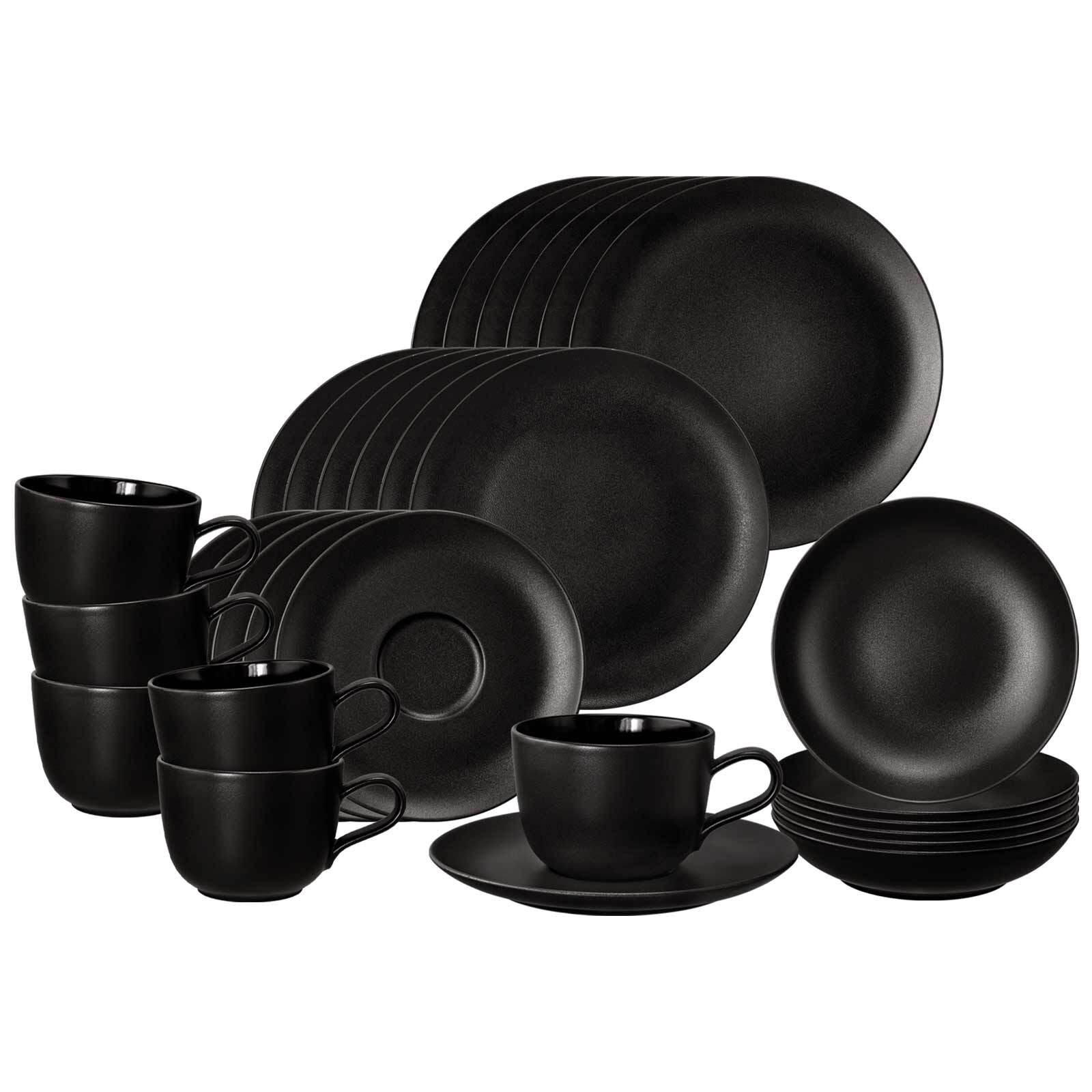 KOMBISERVICE Liberty Velvet Black schwarz 30er Set - Schwarz, Keramik (1/1/1cm) - Seltmann Weiden