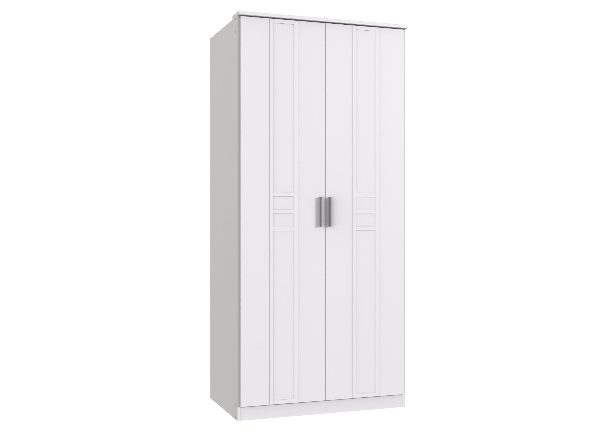 KLEIDERSCHRANK Bela "Borkum" in Landhausstil Weiß - Drehtürenschrank 2 türig - Weiß, Holzwerkstoff (91/199/58cm)