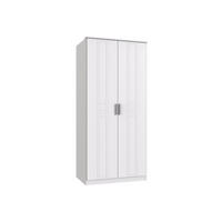 KLEIDERSCHRANK Bela "Borkum" in Landhausstil Weiß - Drehtürenschrank 2 türig - Weiß, Holzwerkstoff (91/199/58cm)