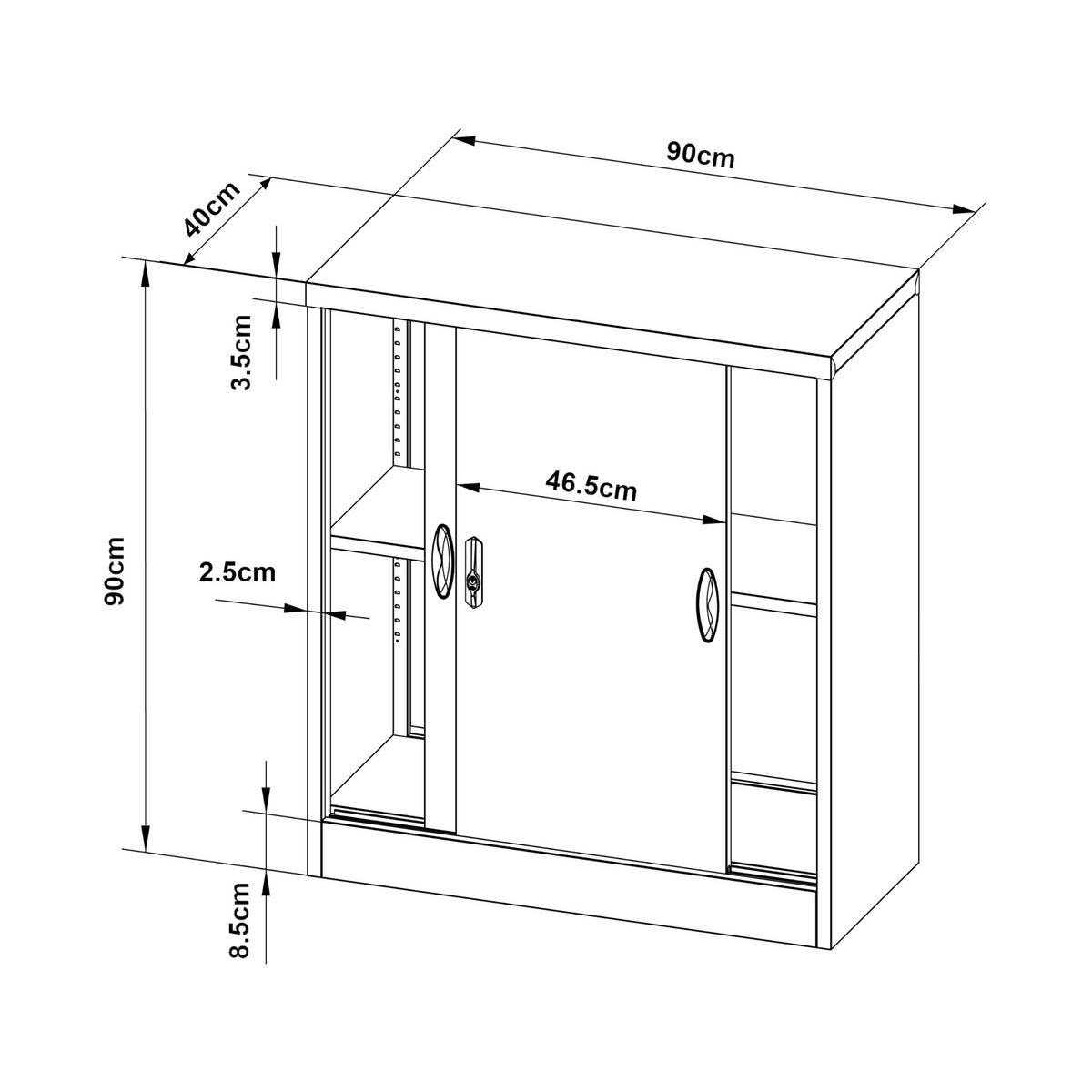 AKTENSCHRANK Rieti - Hellgrau, Metall (90/90/40cm) - [en.casa]