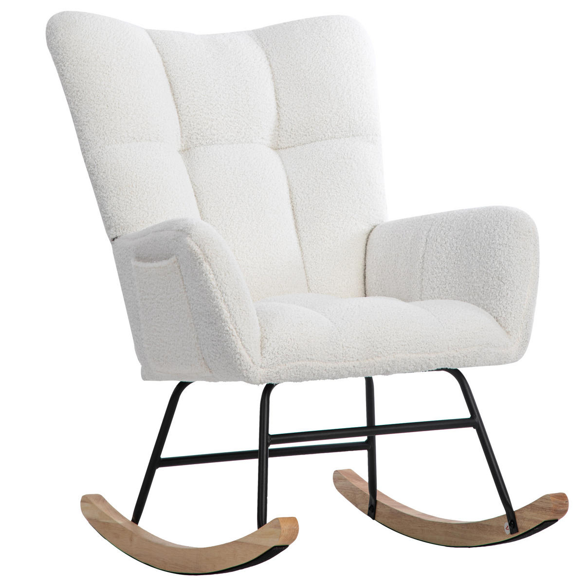 SCHAUKELSTUHL Weiß Bouclé mit 1 Fußhocker - Weiß, Textil (64/92/94cm) - Oxeza