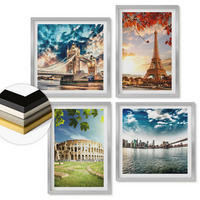 WANDBILDER 4er Set - 50x50 cm & 40x60 cm Silberner Rahmen - Denkmäler Europas in warmen Farben - Silberfarben, Kunststoff (50/50cm) - ArtPrintCave