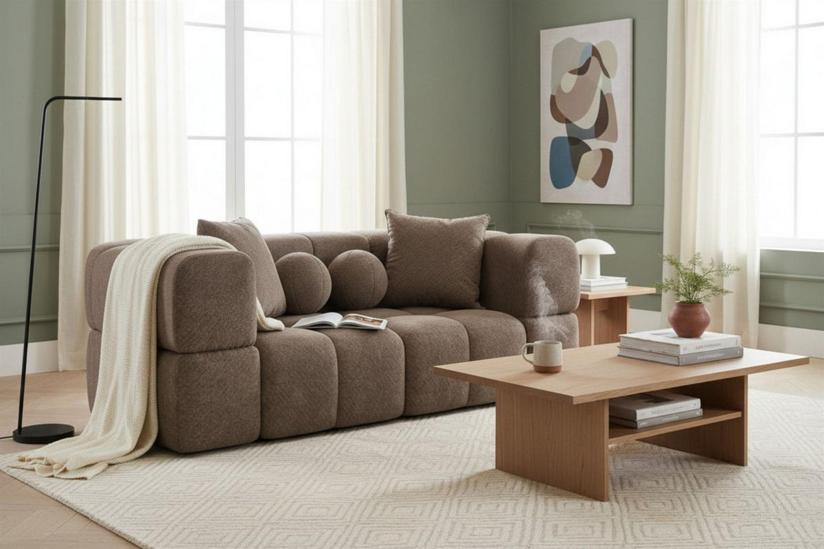 SOFA 2-sitzer Vega - Braun, Holzwerkstoff/Textil (200/77/103cm) - Fun Möbel