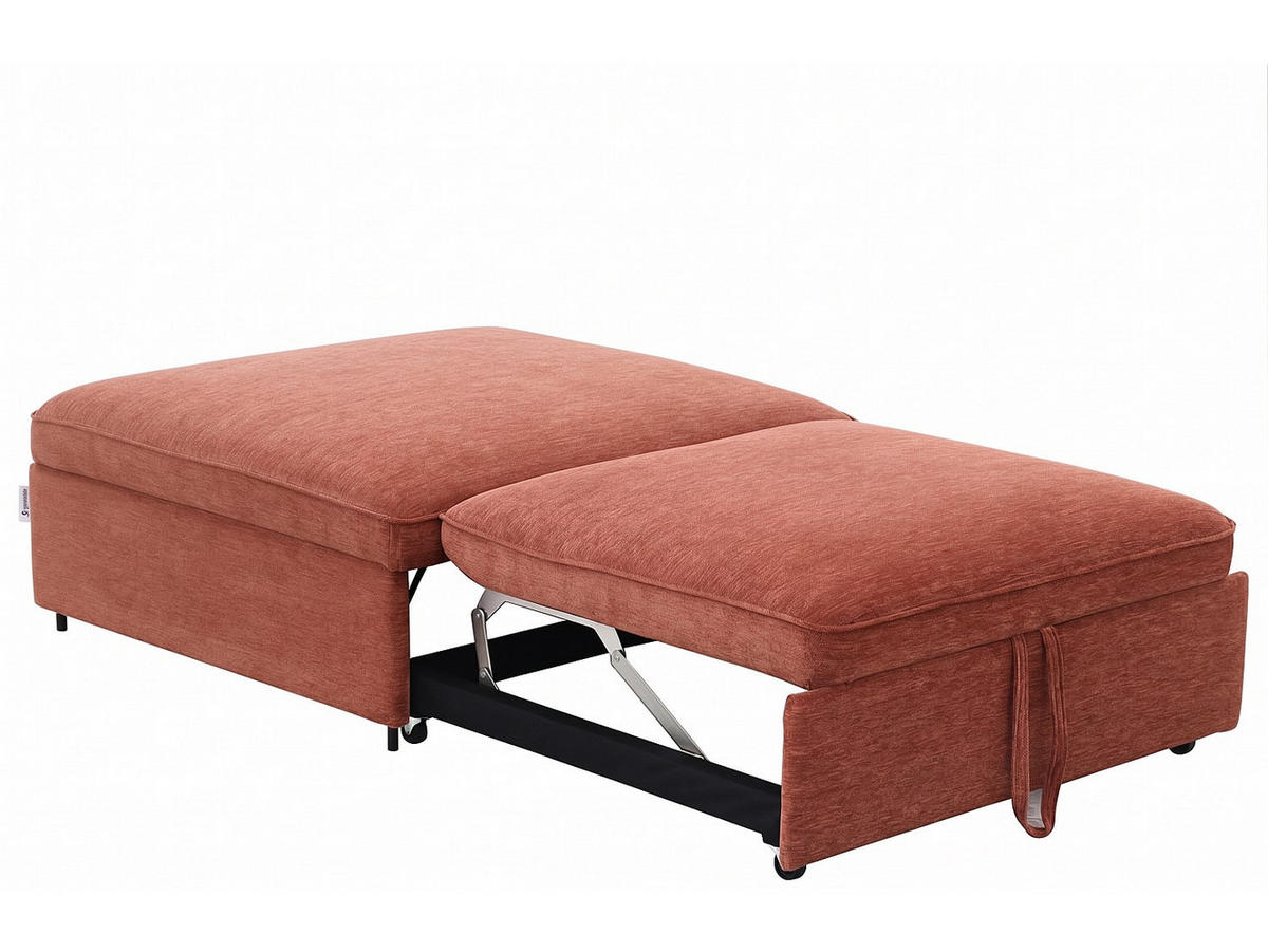 SCHLAFSESSEL - 1 Person - stoff - terracotta Ekavo - Terracotta, Textil/Metall (109/91/109cm) - Vente-Unique