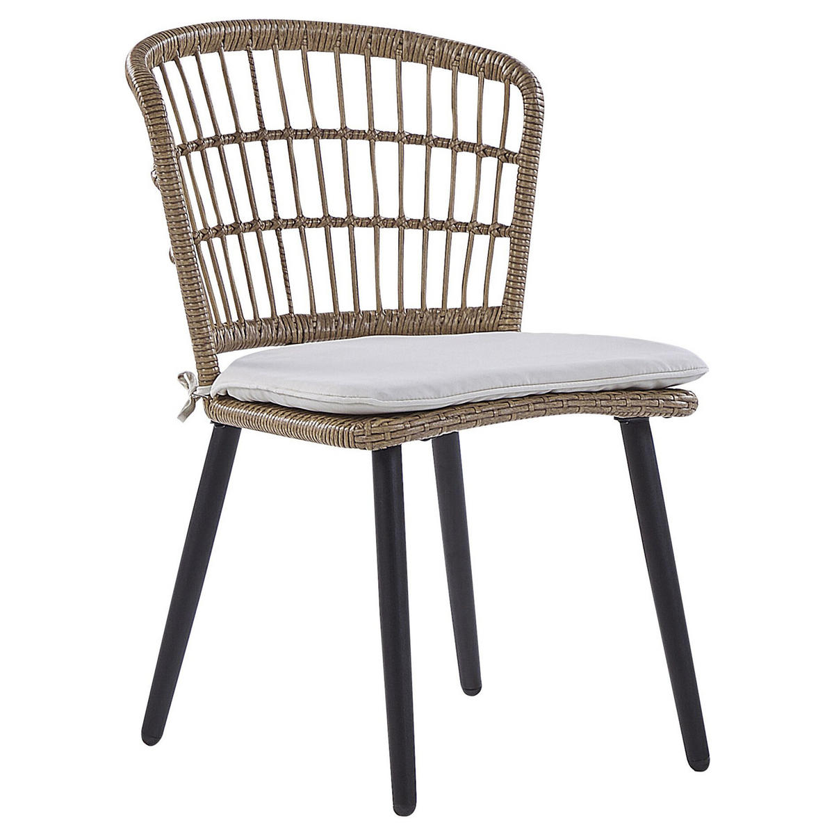 GARTENMÖBEL SET 6-Sitzer Rattan natürlich Auflagen beige Aliano II - Beige/Schwarz, Kunststoff - Beliani