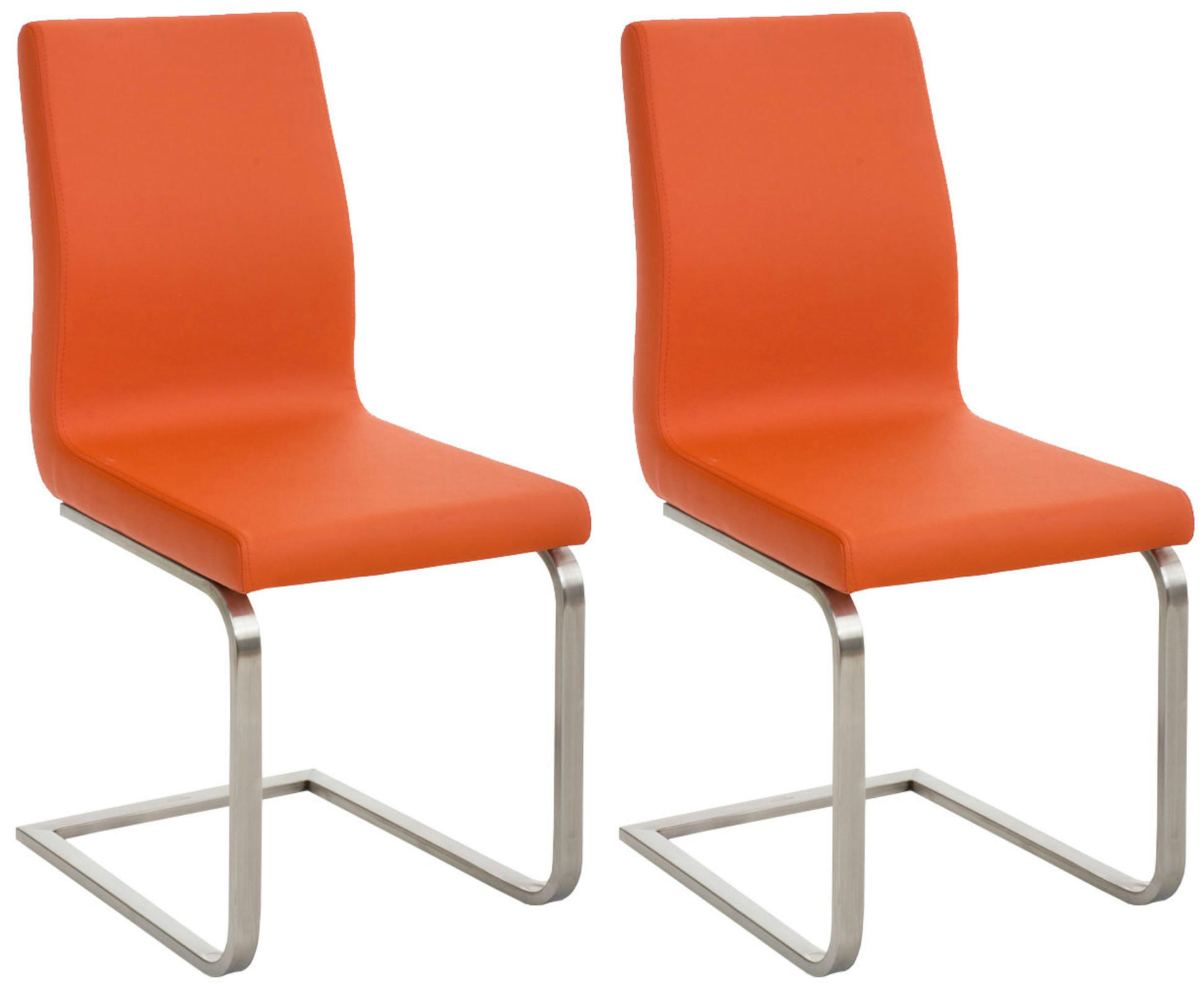 SCHWINGSTUHL 2er Set Lederlook Orange - Edelstahlfarben/Orange, Textil/Metall (40/90/50cm) - CLP