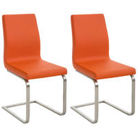 SCHWINGSTUHL 2er Set Lederlook Orange - Edelstahlfarben/Orange, Textil/Metall (40/90/50cm) - CLP