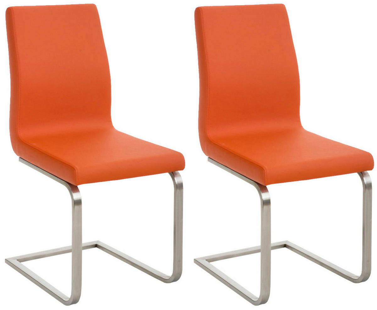 SCHWINGSTUHL 2er Set Lederlook Orange - Edelstahlfarben/Orange, Textil/Metall (40/90/50cm) - CLP