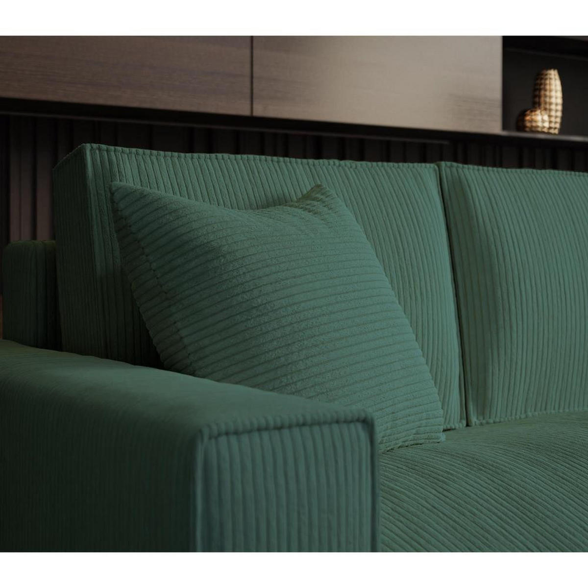 ECKSOFA Parys L dunkelgrün - Dunkelgrün/Schwarz, Kunststoff/Textil (290/185cm) - Beautysofa