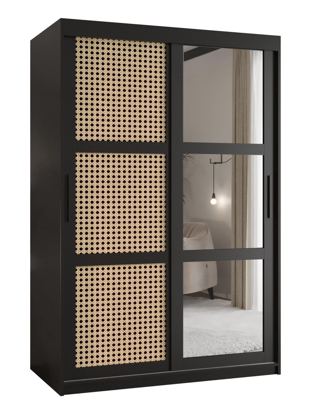 SCHWEBETÜRENSCHRANK 200/120/62 2-türig - Schwarz, Holz/Kunststoff (120/200/62cm) - MÖBEL KRYSPOL