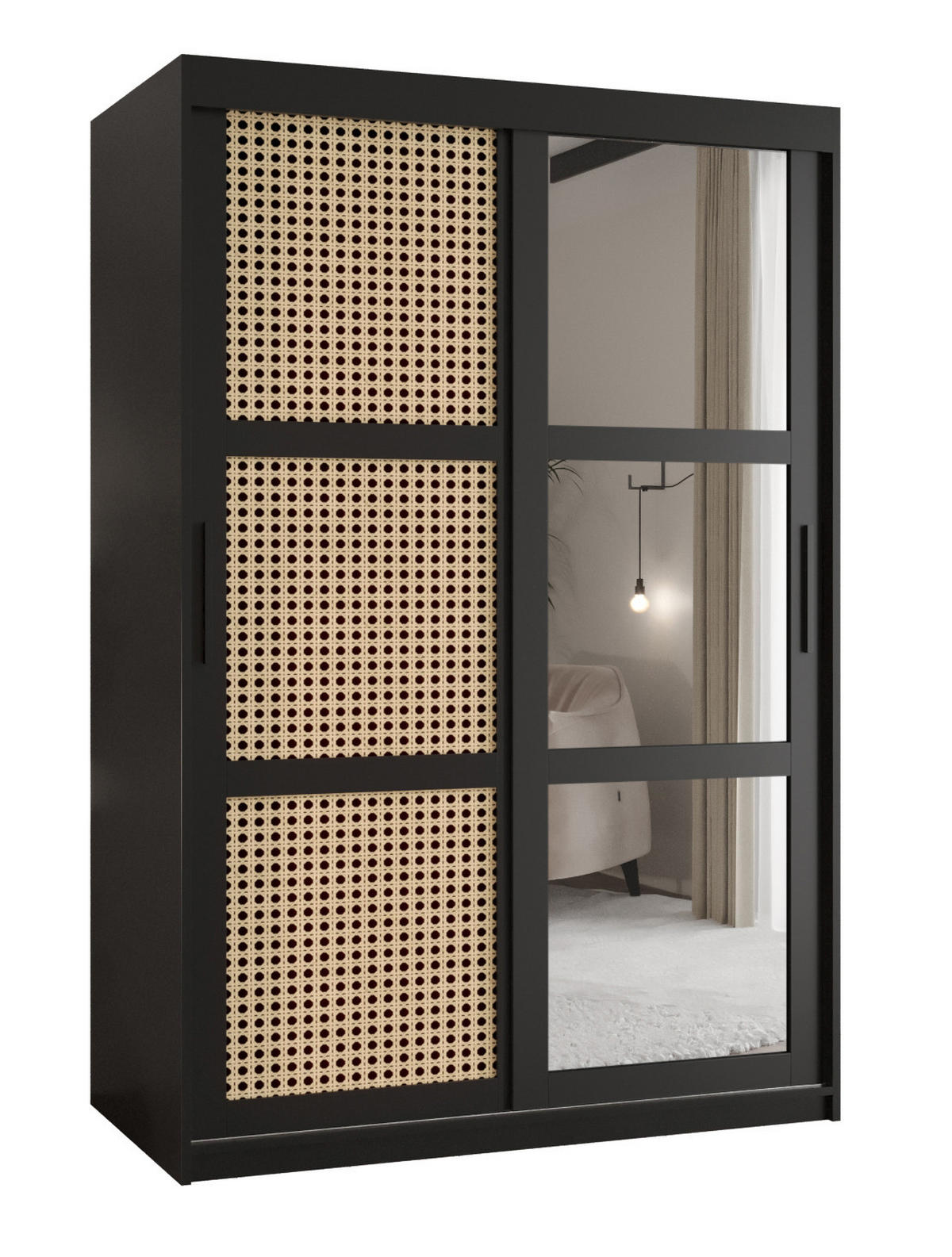 SCHWEBETÜRENSCHRANK 200/120/62 2-türig - Schwarz, Holz/Kunststoff (120/200/62cm) - MÖBEL KRYSPOL