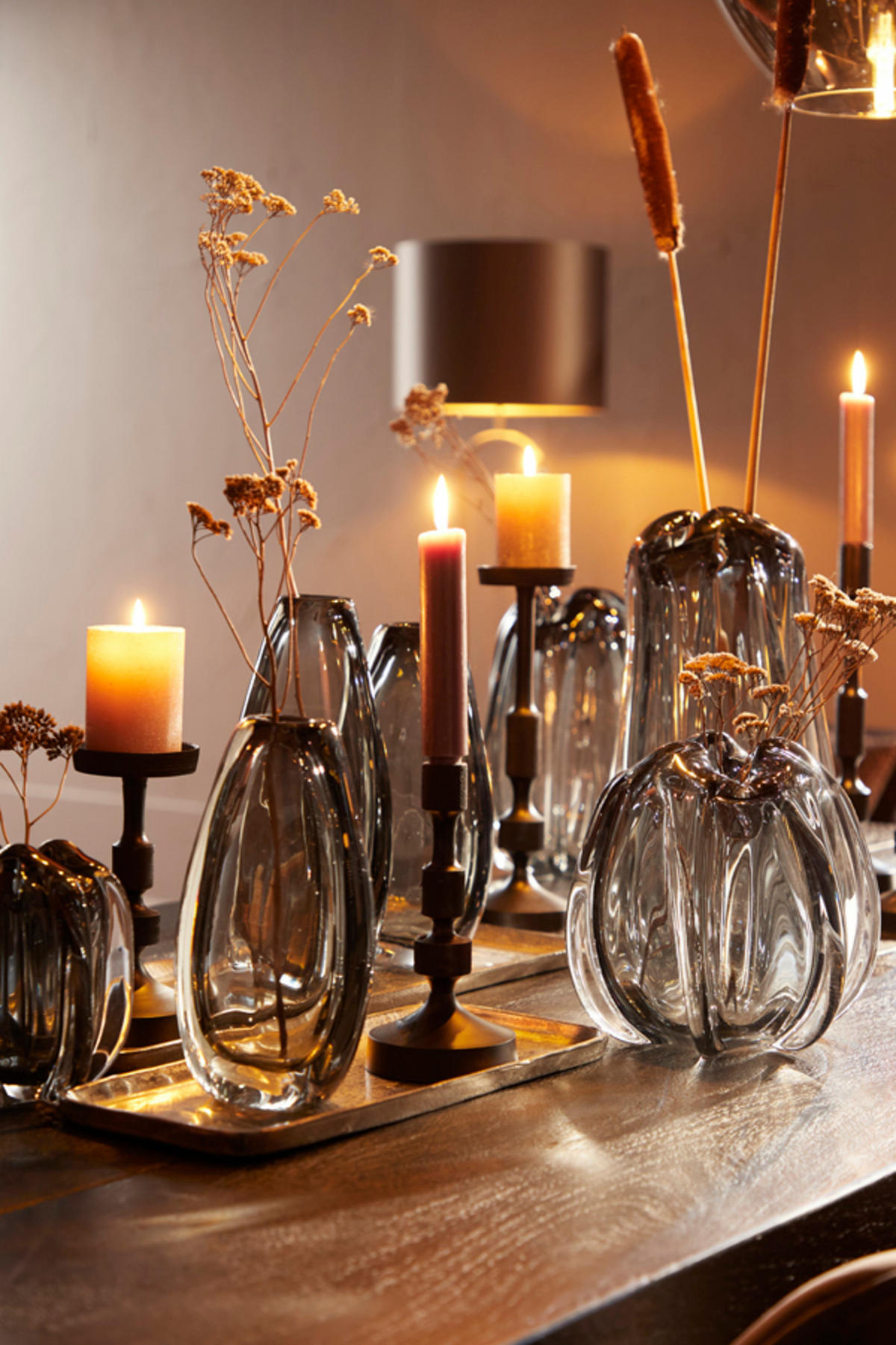 VASE Calla Grau 17/8/31,5 cm - Grau, Glas (31.5cm) - Light & Living