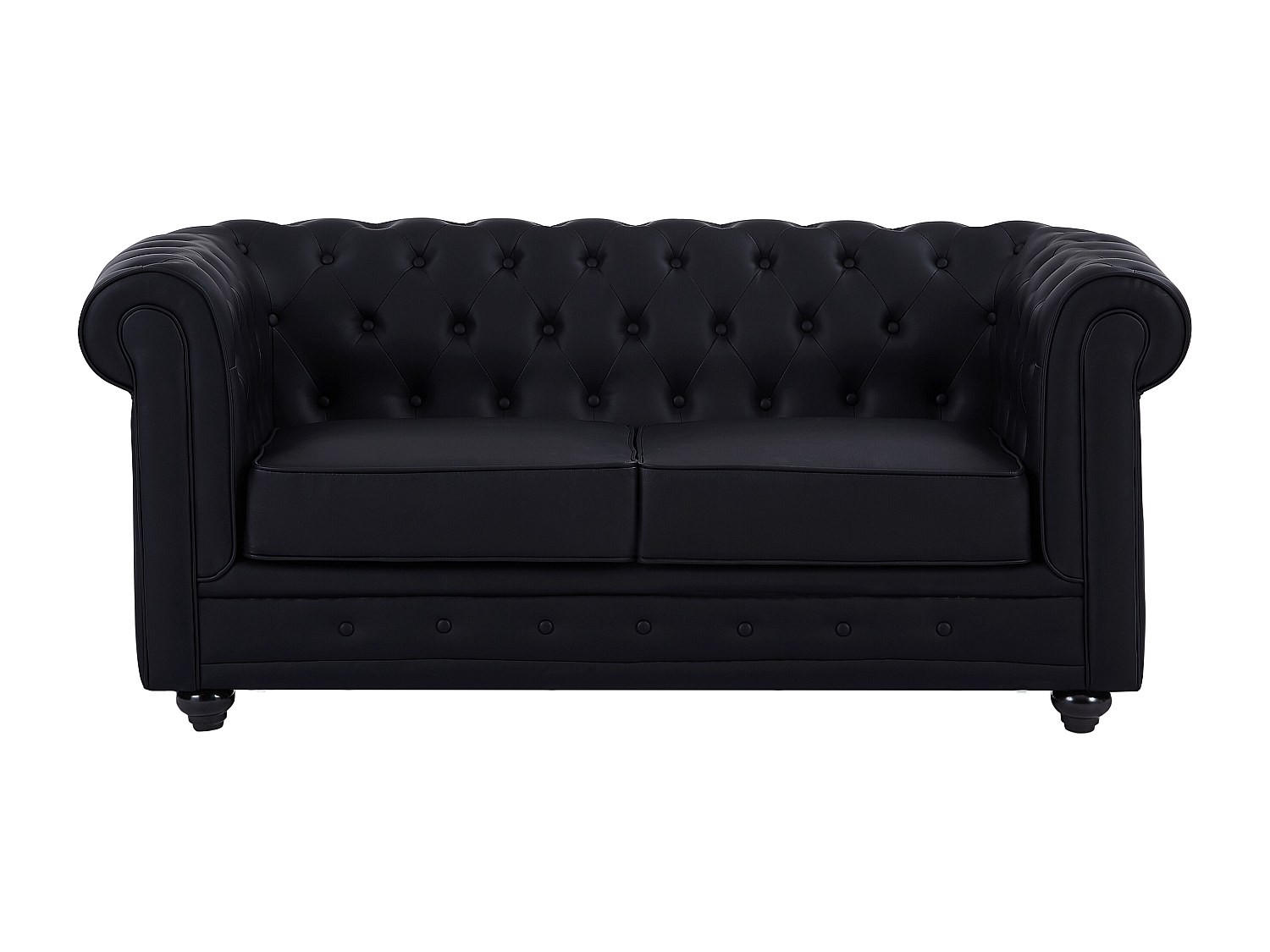SOFA ohne Schlafmöglichkeit - 2 Personen - Kunstleder - Schwarz - - Schwarz, Leder (168/72/88cm) - Vente-Unique