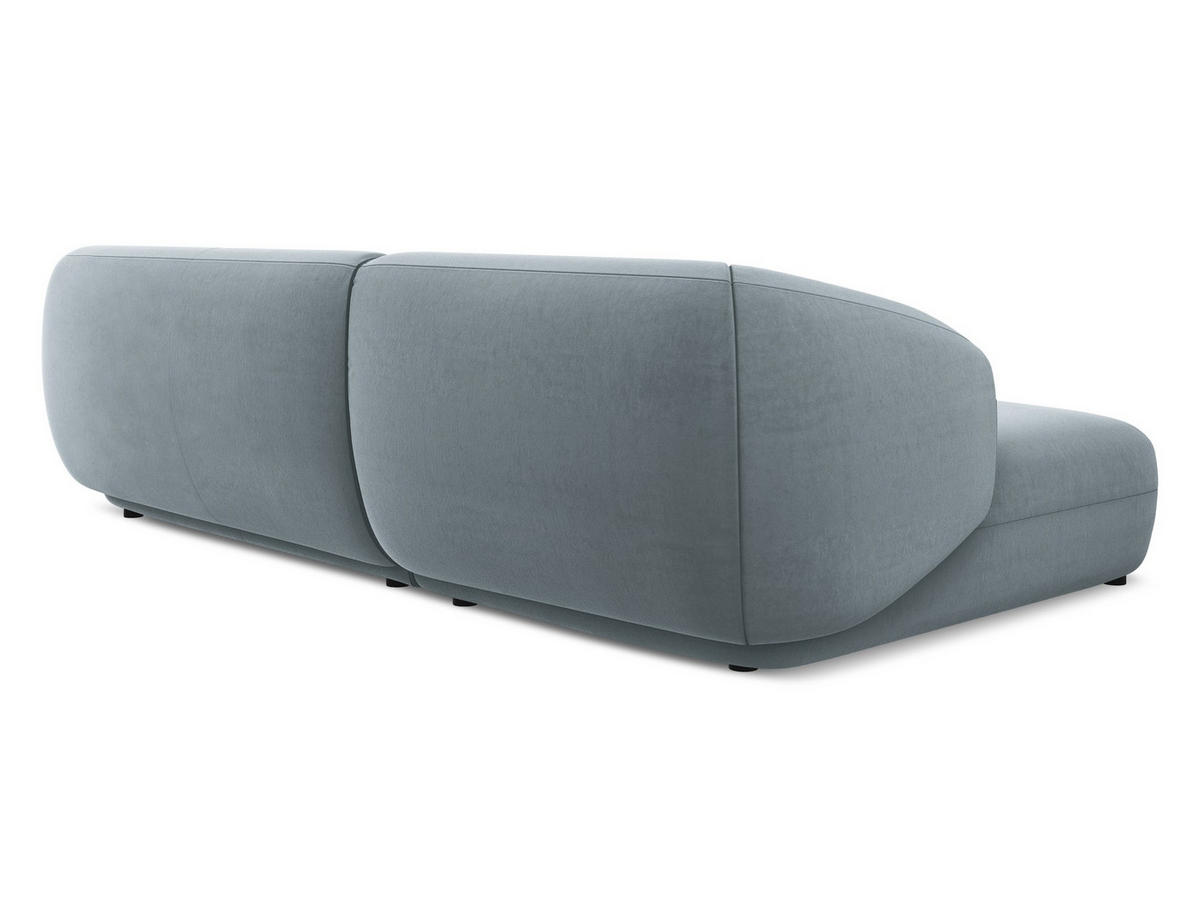 ECKSOFA Links Samt Stoff Blau - Blau/Schwarz, Kunststoff/Textil (156/280cm) - Makamii