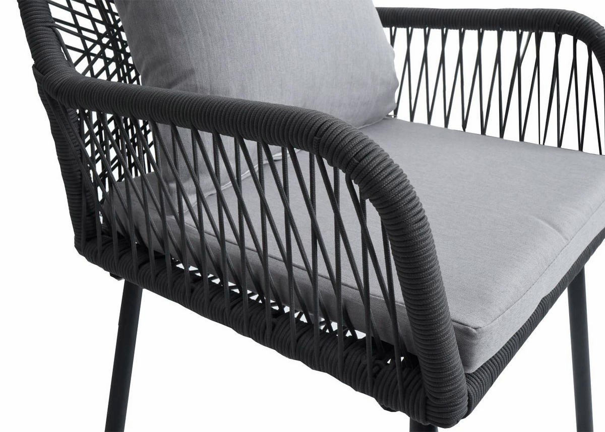 GARTENSTUHL 2er-Set 81x54x62cm Aluminium Seilgeflecht Rope Anthrazit - Hellgrau, Metall (54/81/62cm) - PROREGAL