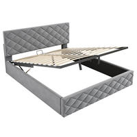 POLSTERBETT 140/200 cm in Grau Samt mit Lattenrost - Grau, Holz/Textil (140/200cm) - KOMHTOM
