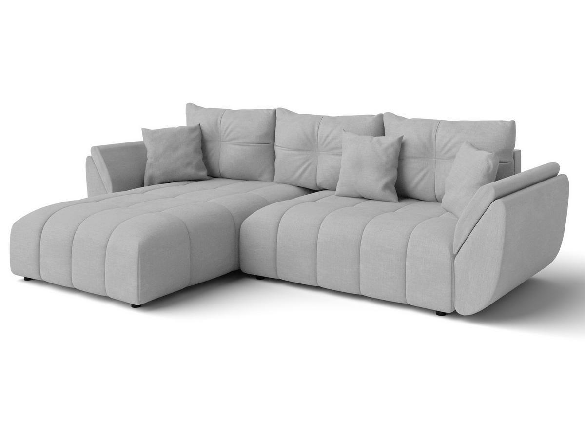 ECKSOFA L Form Verciani Hellgrau 266/190/91 cm mit Schlaffunktion - Hellgrau/Schwarz, Kunststoff/Textil (266/190cm) - AX Living
