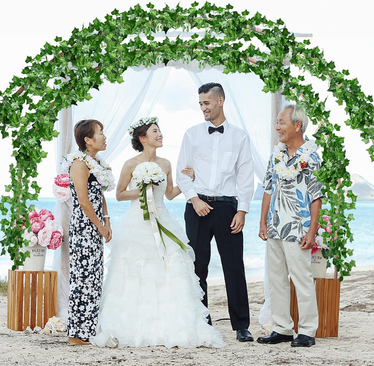 KUNSTPFLANZE Künstliche Efeu Girlanden 220cm Länge,24 Stück - Grün, Kunststoff (7cm) - Kaket