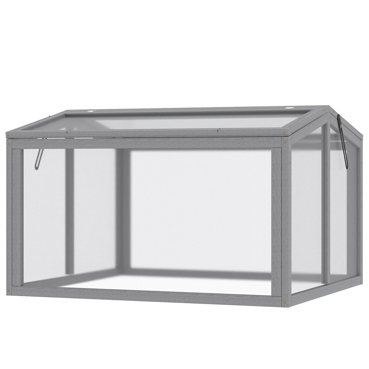 GEWÄCHSHAUS DE-05785 Holz & Polycarbonat, Doppeldach Hellgrau - Hellgrau, Holz/Kunststoff (80/58/90cm) - ComfortXL