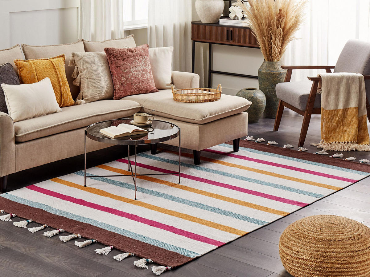 TEPPICH geflochten Hisarli 230/160 cm - Multicolor, Textil (160/230cm) - Beliani
