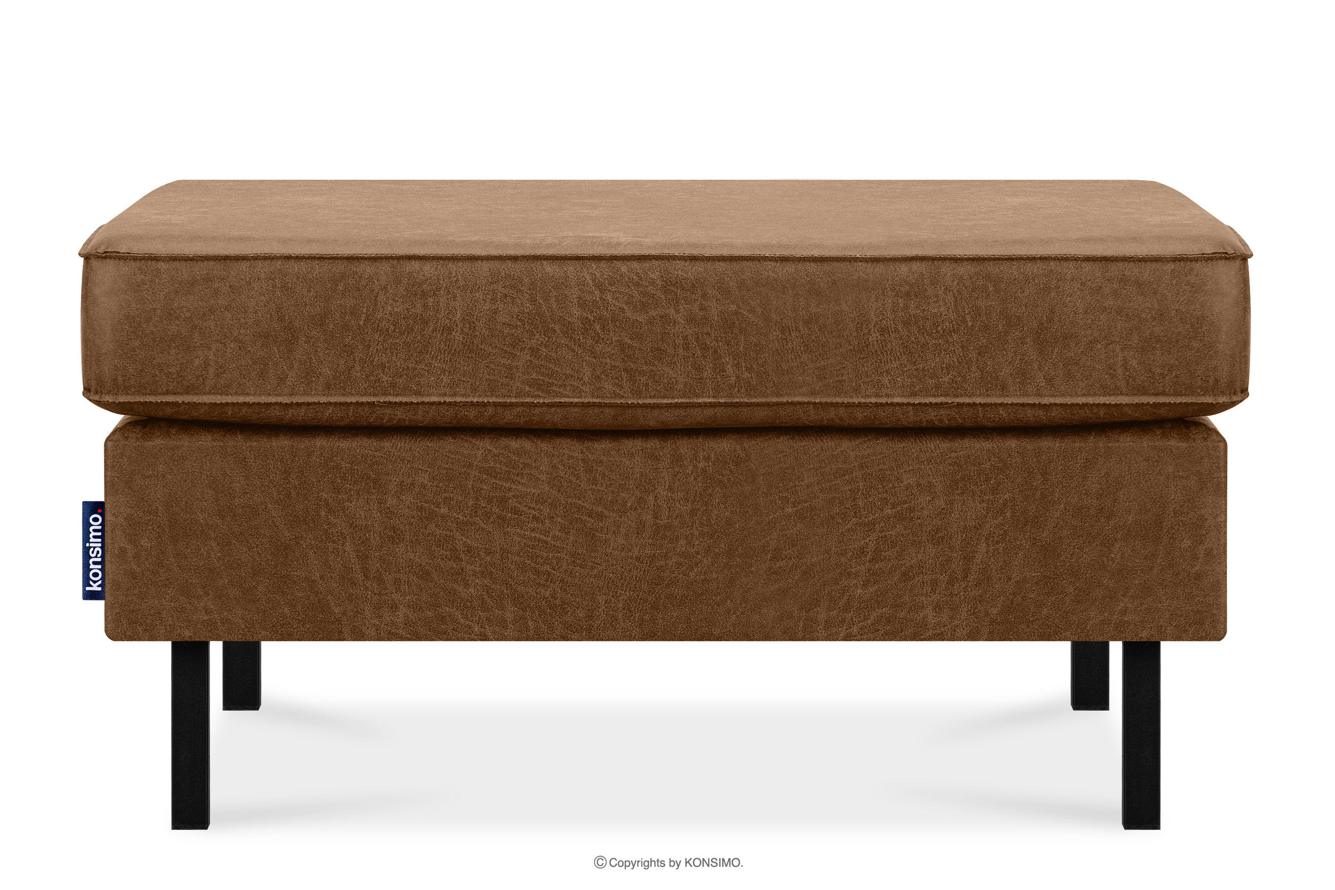 HOCKERSTUHL INVIA auf hohen Metallbeinen vintage, Lederoptik-Stoff, Braun - Schwarz/Braun, Textil (93/48/70cm) - KONSIMO®