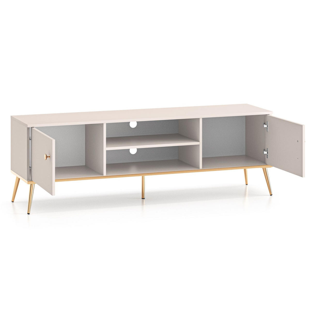 TV-LOWBOARD Selgin Greige 160 cm - Taupe/Goldfarben, Holzwerkstoff/Metall (160/53/39.7cm) - Selsey