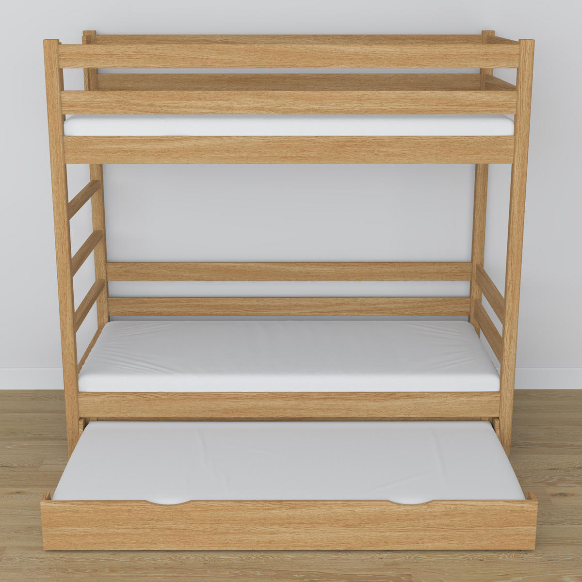 ETAGENBETT N03 mit Matratzenschublade Eiche Natur 90/180 - Eiche Artisan, Naturmaterialien/Holz (90/180cm) - N-Wood