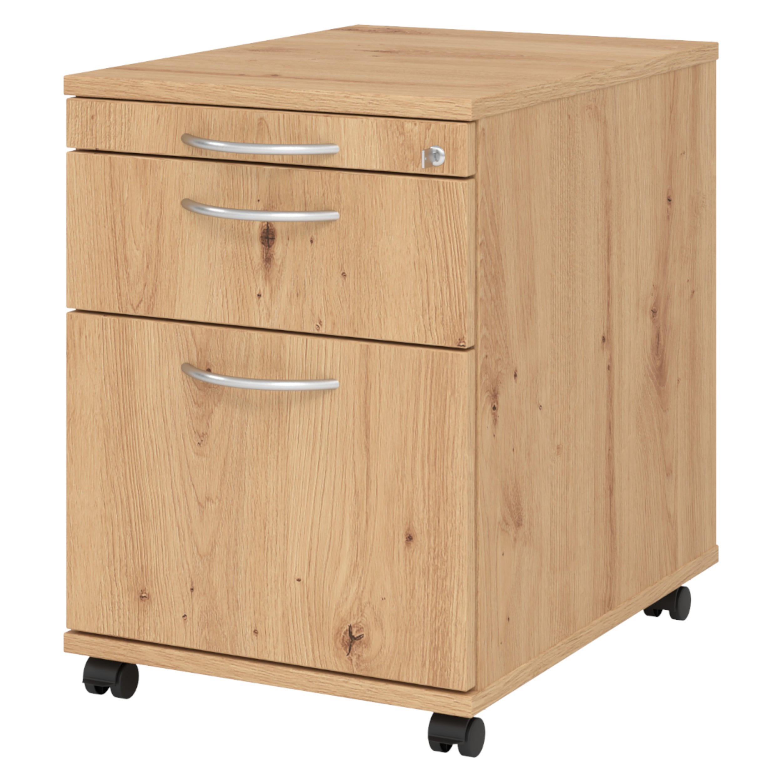 ROLLCONTAINER - mit Hängeregistratur 58/42,8/59 cm in Wildeiche Bogengriff (Metall) - Wildeiche, Holzwerkstoff (42.8/59/58cm) - bümö