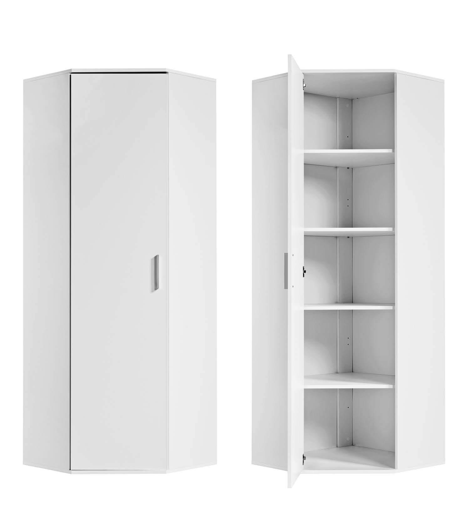 ECKSCHRANK Der Lange - Weiß, Holzwerkstoff (64/180/64cm) - Mokebo