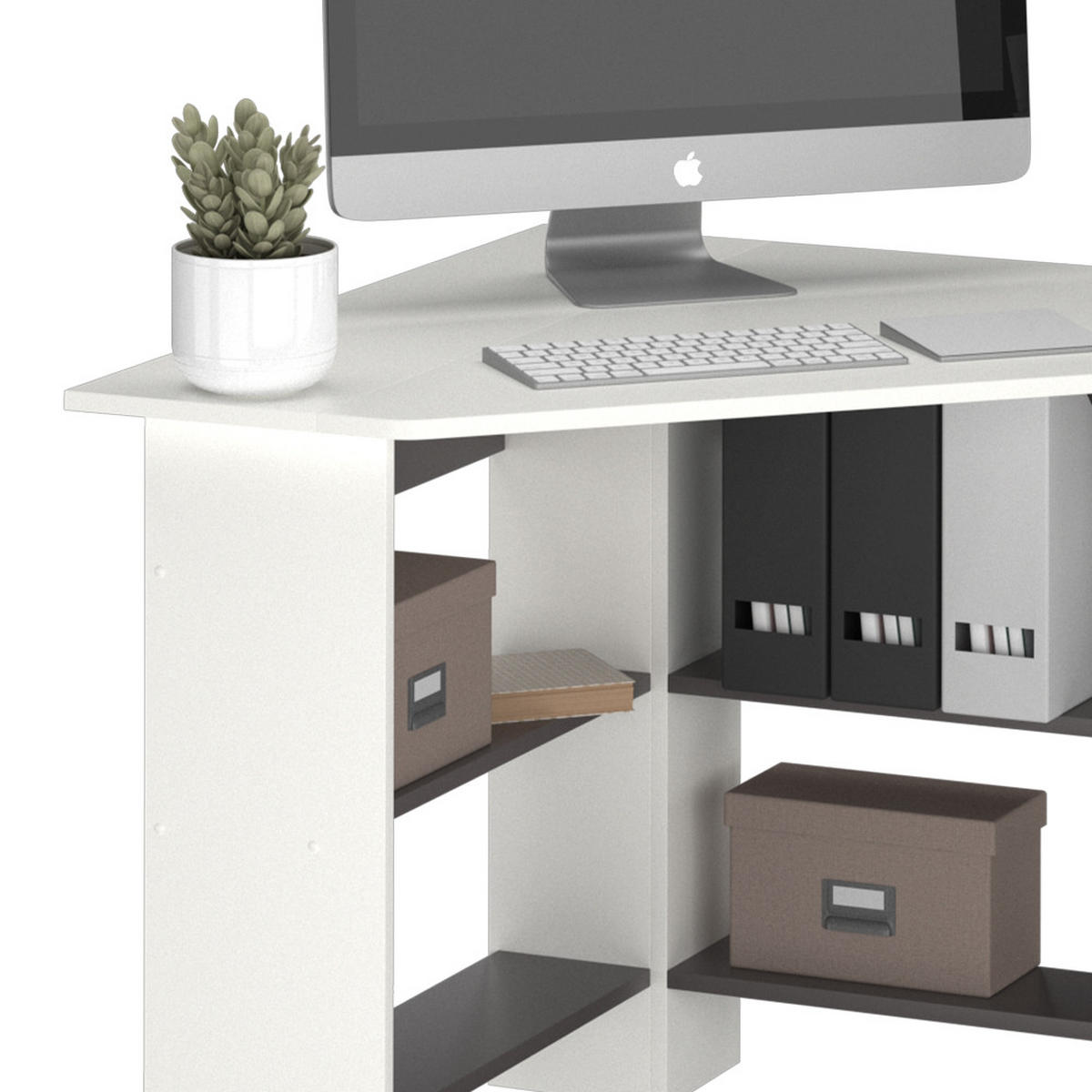 ECKSCHREIBTISCH Arion Weiß 90 x 90 cm - Anthrazit/Weiß, Holzwerkstoff (90/90/74cm) - Vicco