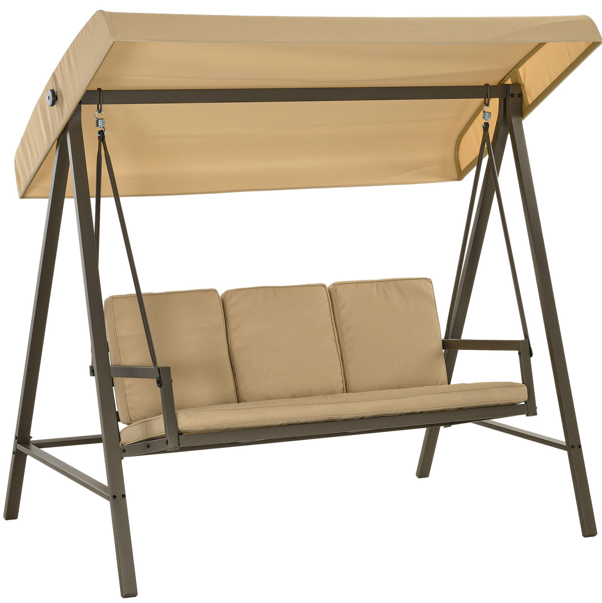 HOLLYWOODSCHAUKEL aus Polyester in Beige mit kippbarem Sonnendach - Beige, Textil (125/175/200cm) - Modfu