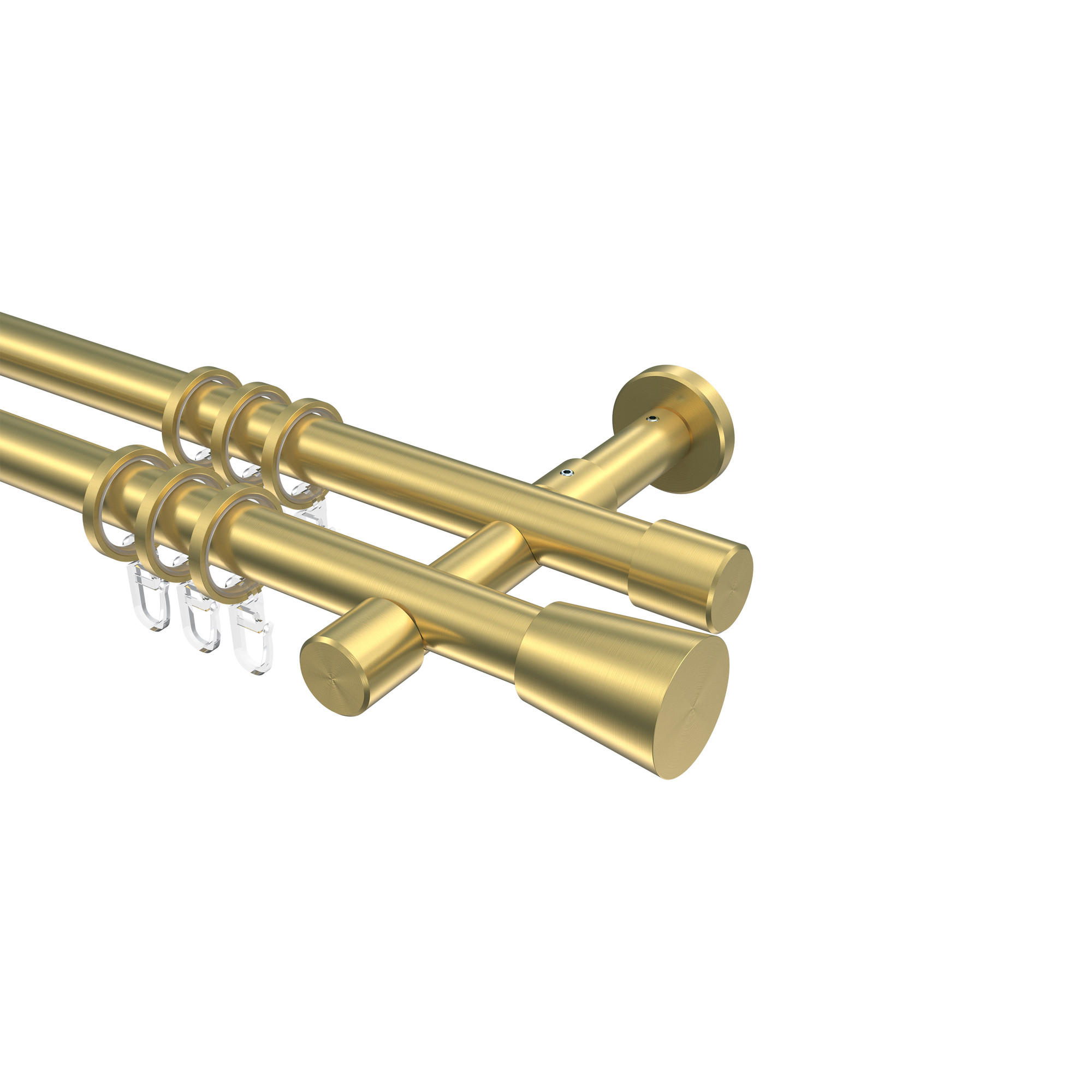 GARDINENSTANGE Prestige Sitra 540 cm (geteilt in 3 x 180 cm), 2-läufig, 20 mm Ø Messing-Optik - Messingfarben, Metall (540cm) - INTERDECO