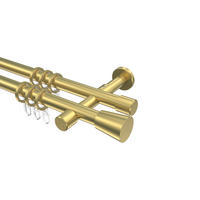 GARDINENSTANGE Prestige Sitra 240 cm (geteilt in 2 x 120 cm), 2-läufig, 20 mm Ø Messing-Optik - Messingfarben, Metall (240cm) - INTERDECO