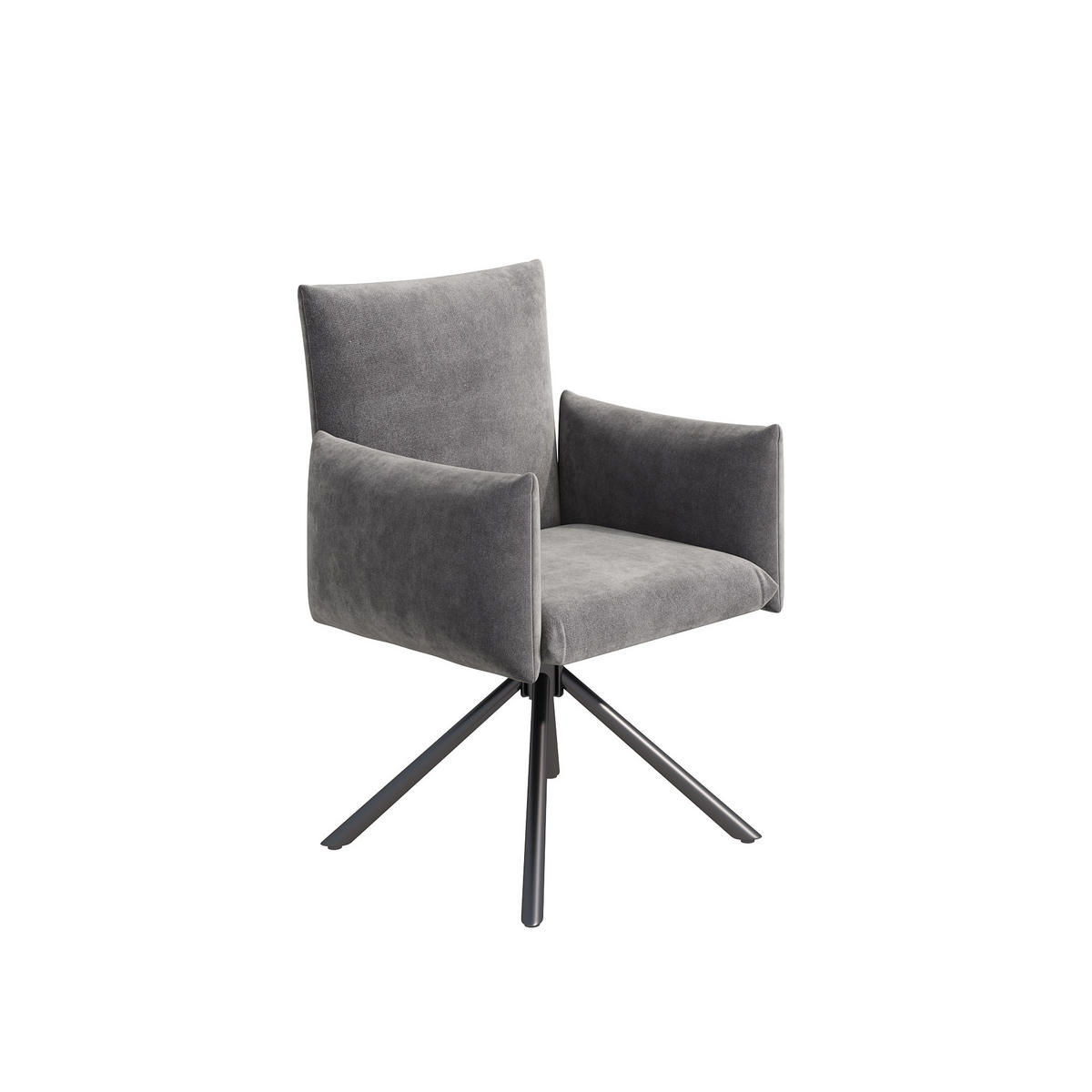 ESSZIMMERSTUHL 6er Set Drehstuhl Samt Grau Lordosenstütze - Grau, Textil (59.5/88/65cm) - FLIEKS