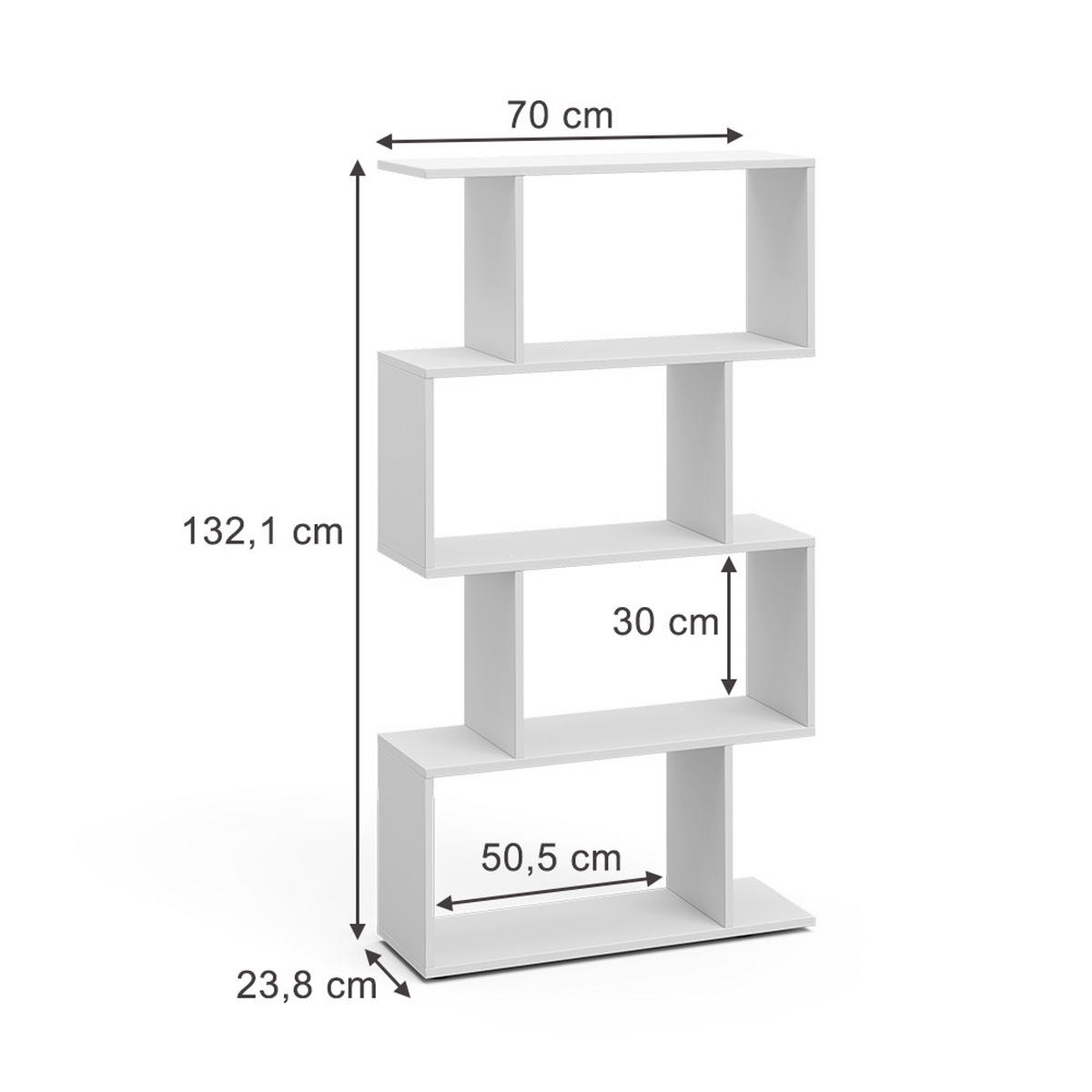 RAUMTEILER Levio Weiß 70 x 132.1 cm 4 Fächer - Weiß, Holzwerkstoff (70/132.1/23.8cm) - Vicco