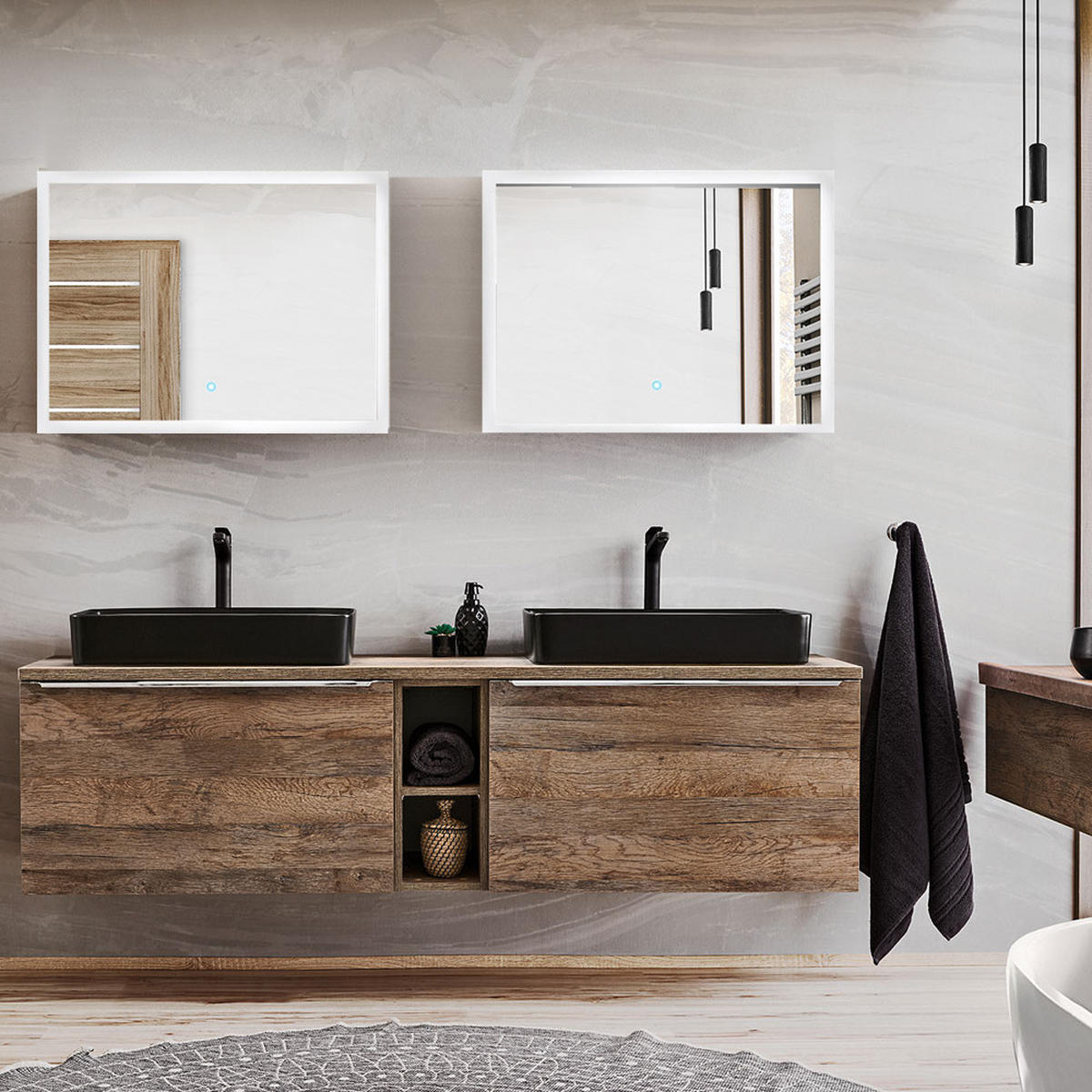 BADMÖBEL-SET 8-TLG. Puebla-56 - Braun, Holzwerkstoff (180/200/46cm) - Lomado