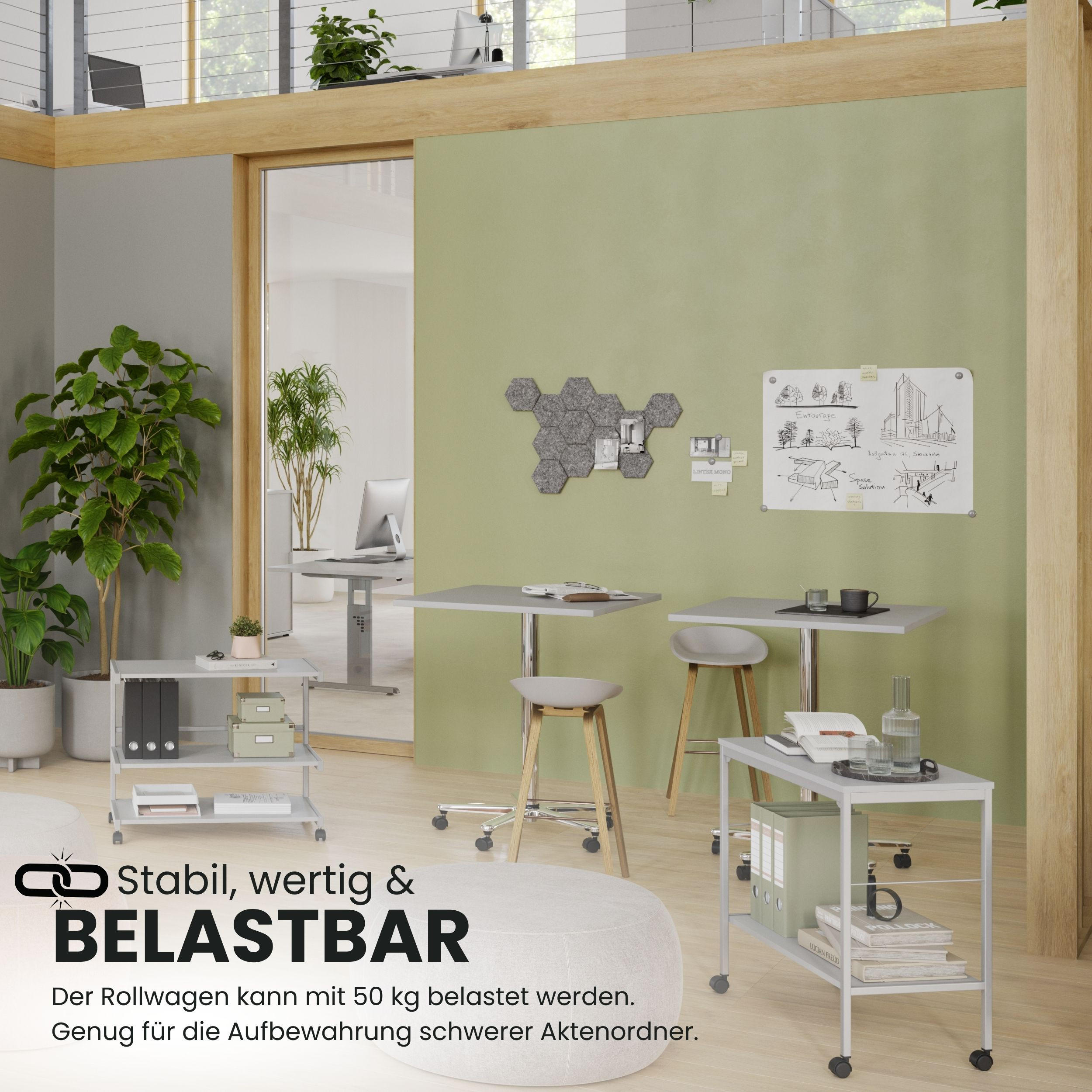 AKTENWAGEN mit Rollen 40/73,5/72 cm in Grau - Grau, Metall (73.5/72/40cm) - bümö