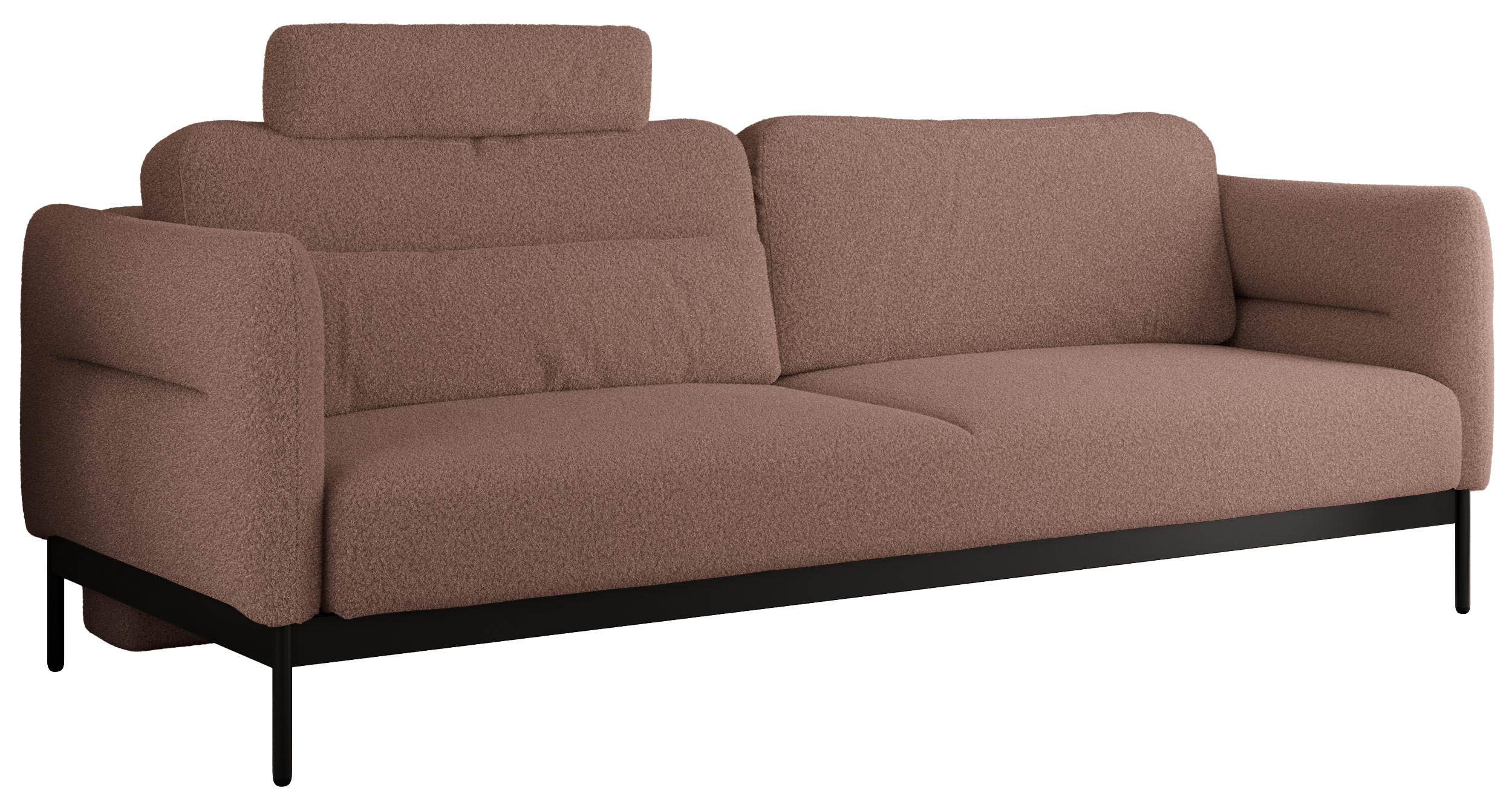 SOFA SALENTO Rosa Boucle - Schwarz/Rosa, Textil/Metall (221/82/101cm) - MKS