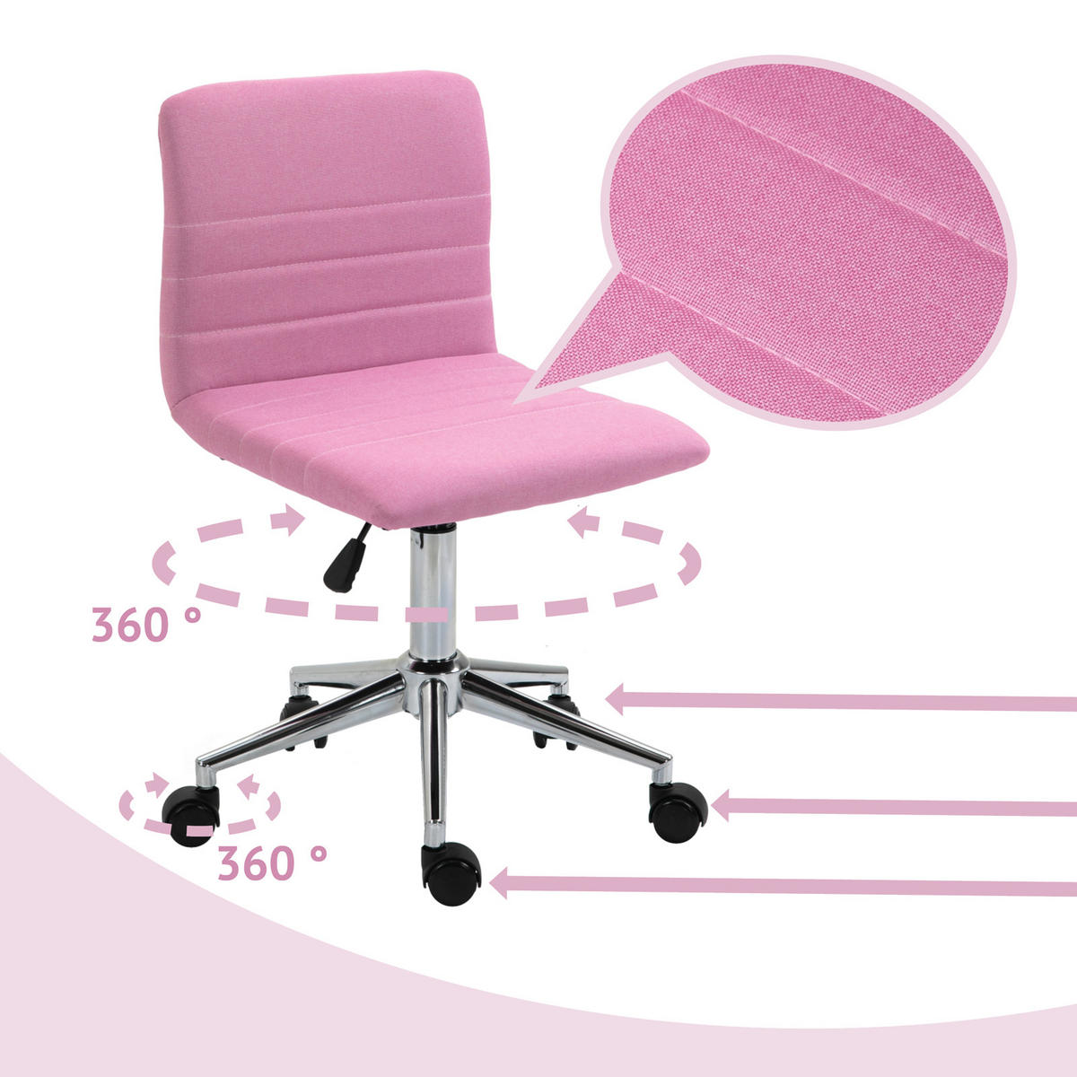 KINDERSCHREIBTISCHSTUHL LINUS Stoffbezug Pink - Silberfarben/Rosa, Textil (40/86/37.5cm) - SVITA