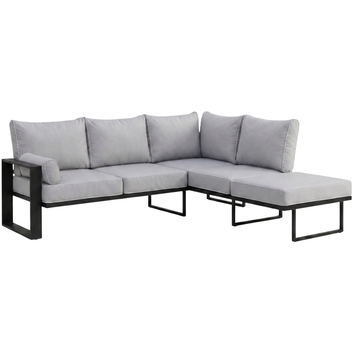 LOUNGEECKTEIL Verdino mit Metallrahmen 207 cm Hellgrau - Beige, Metall (207/90/199cm) - Beautysofa