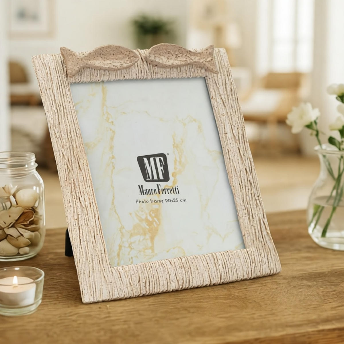 BILDERRAHMEN Sand, Fotoformat 20 x 25 cm, beige, Polyresin und Glas, Rahmen 25 x 3,2 x 31 cm - Beige, Glas/Kunststoff (25/31/3.2cm) - Mauro Ferretti