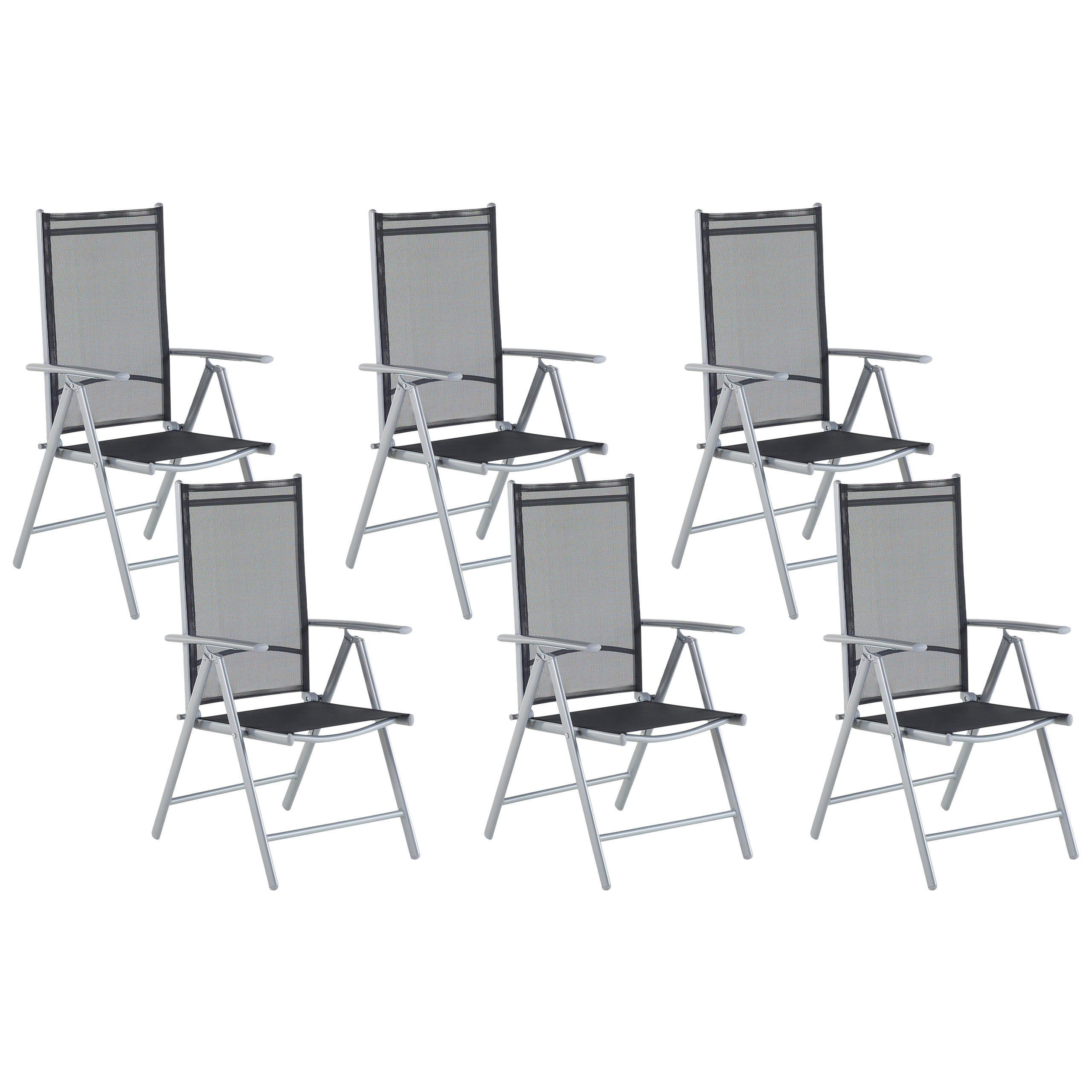 GARTENSTUHL 6er-Set Aluminium schwarz Catania - Schwarz, Kunststoff (54/103/65cm) - Beliani
