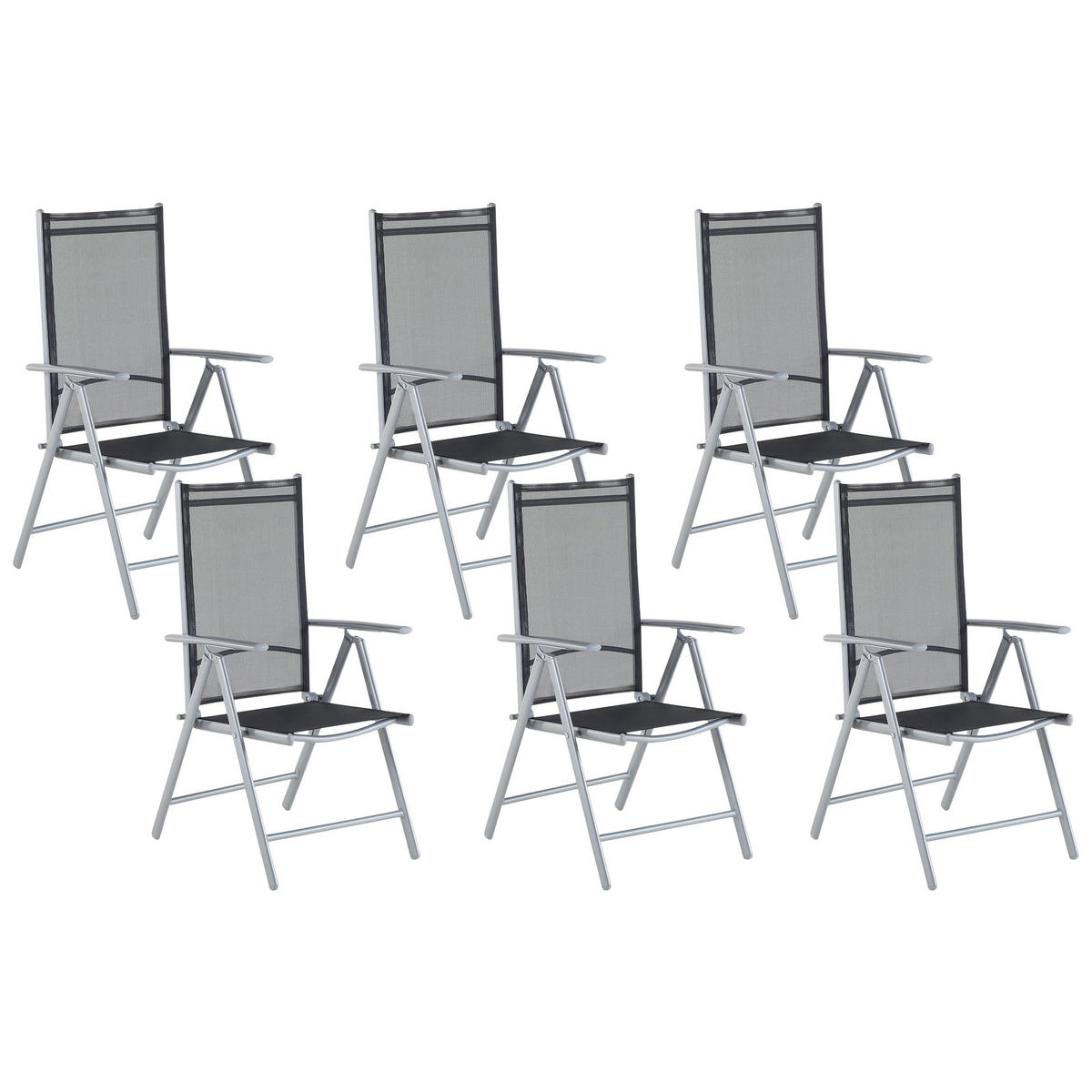 GARTENSTUHL 6er-Set Aluminium schwarz Catania - Schwarz, Kunststoff (54/103/65cm) - Beliani